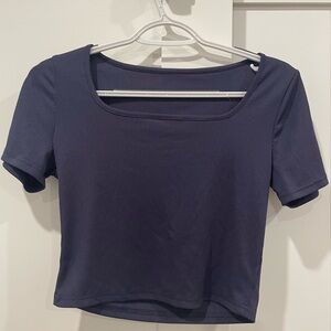 Navy blue square neck top